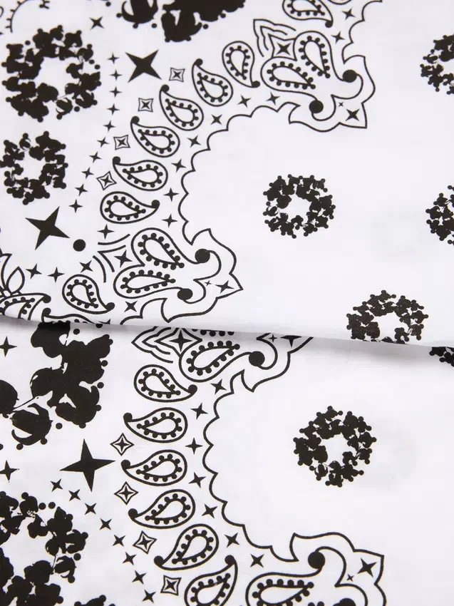 Cotton Wreath Paisley-bandana met kransmotief, wit