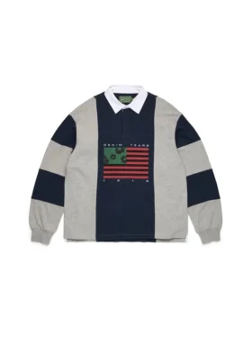 Cotton Wreath Rugby-shirt met krans en pan-Afrikaanse vlag, grijs/marineblauw