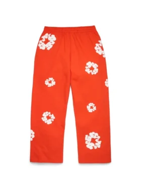 Cotton Wreath Sweatpant met kransmotief, donkeroranje