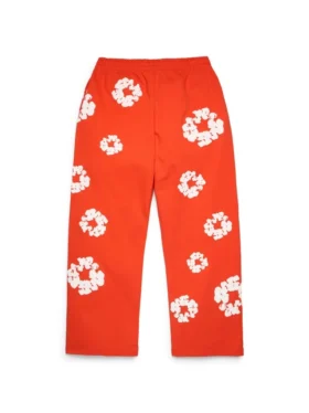 Cotton Wreath Sweatpant met kransmotief, donkeroranje