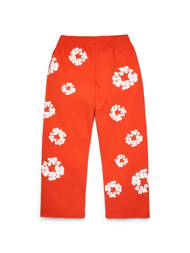 Cotton Wreath Sweatpant met kransmotief, donkeroranje