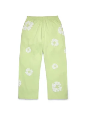 Cotton Wreath Sweatpant met kransmotief, mintgroen
