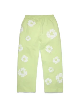 Cotton Wreath Sweatpant met kransmotief, mintgroen