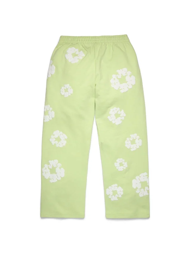 Cotton Wreath Sweatpant met kransmotief, mintgroen