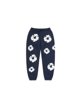 Cotton Wreath Sweatpant voor kinderen, marineblauw