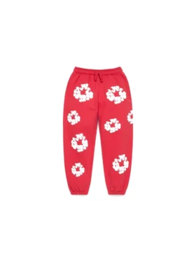 Cotton Wreath Sweatpant voor kinderen, rood