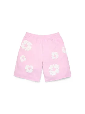 Cotton Wreath Sweatshorts met kransmotief in poederroze