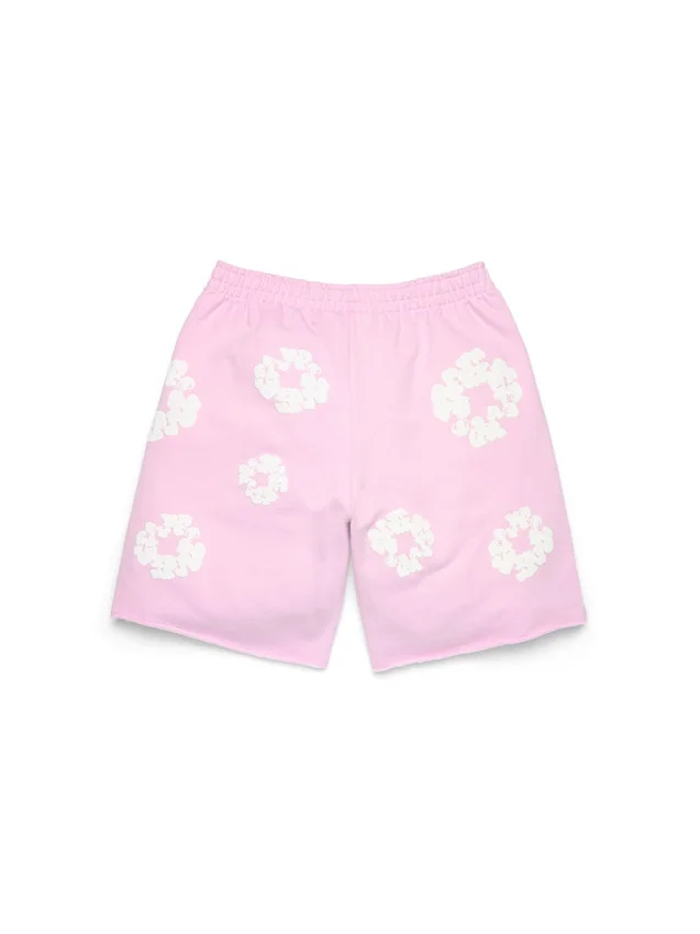 Cotton Wreath Sweatshorts met kransmotief in poederroze