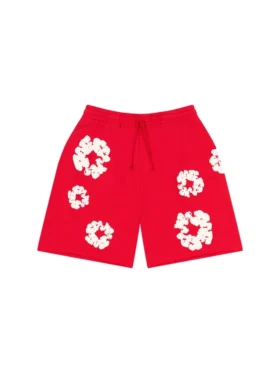 Cotton Wreath sweatshorts met kransmotief, rood