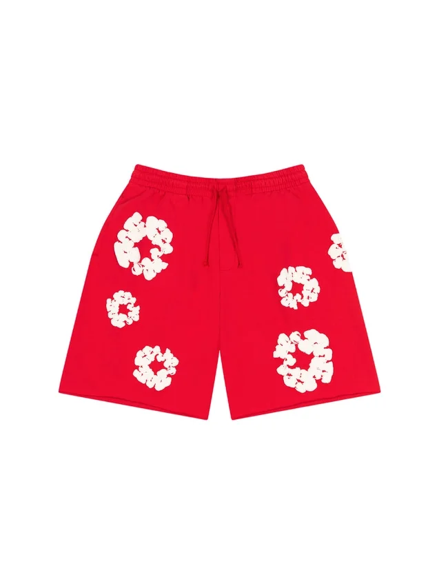 Cotton Wreath sweatshorts met kransmotief, rood