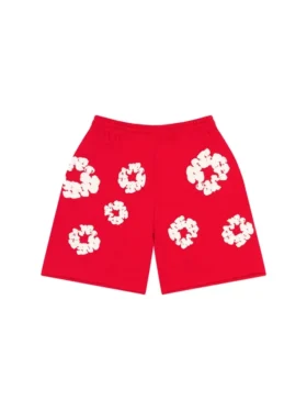 Cotton Wreath sweatshorts met kransmotief, rood