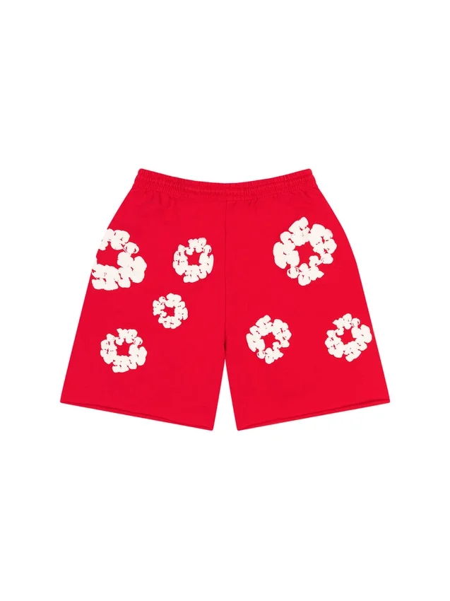Cotton Wreath sweatshorts met kransmotief, rood