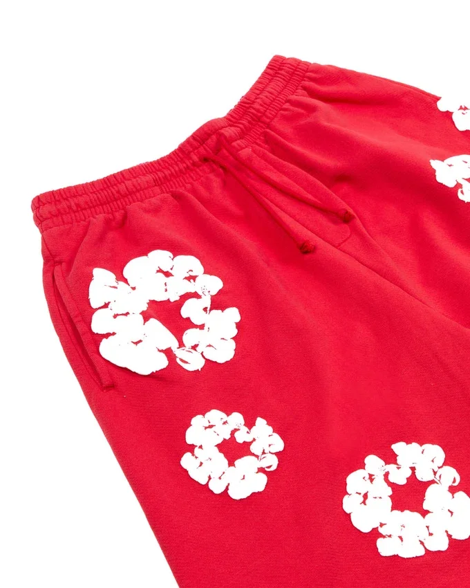 Cotton Wreath sweatshorts met kransmotief, rood