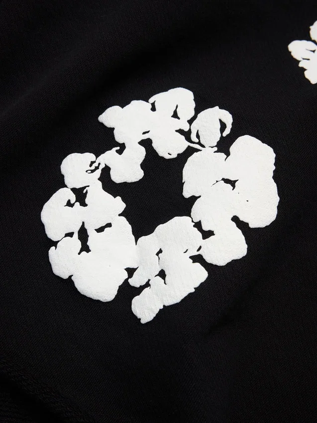 Cotton Wreath Sweatshorts met kransmotief, zwart