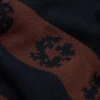Cotton Wreath trui met kransstrepen marineblauw/bruin