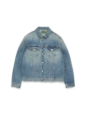 Denim-jasje met licht gewas