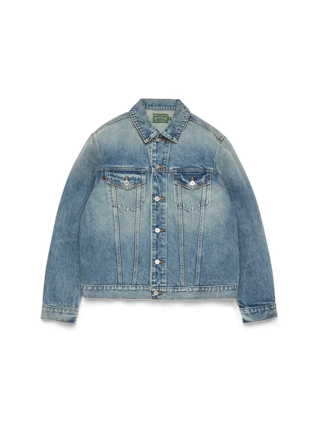 Denim-jasje met licht gewas