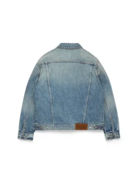 Denim-jasje met licht gewas