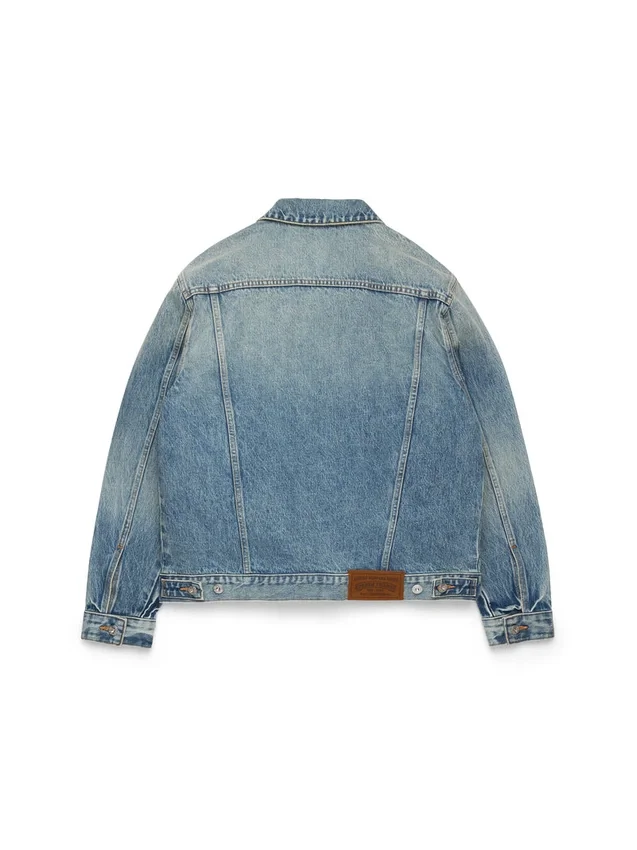 Denim-jasje met licht gewas