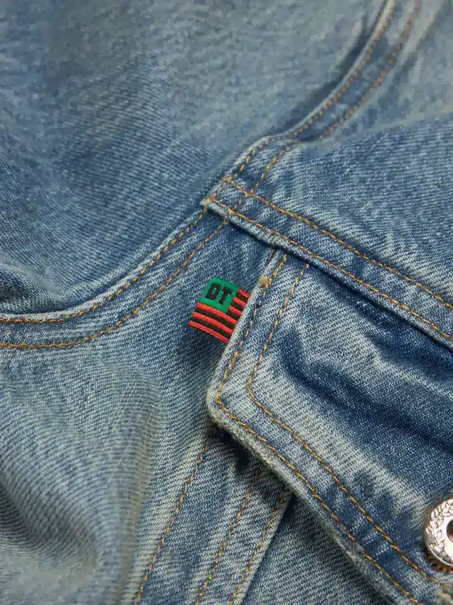 Denim-jasje met licht gewas