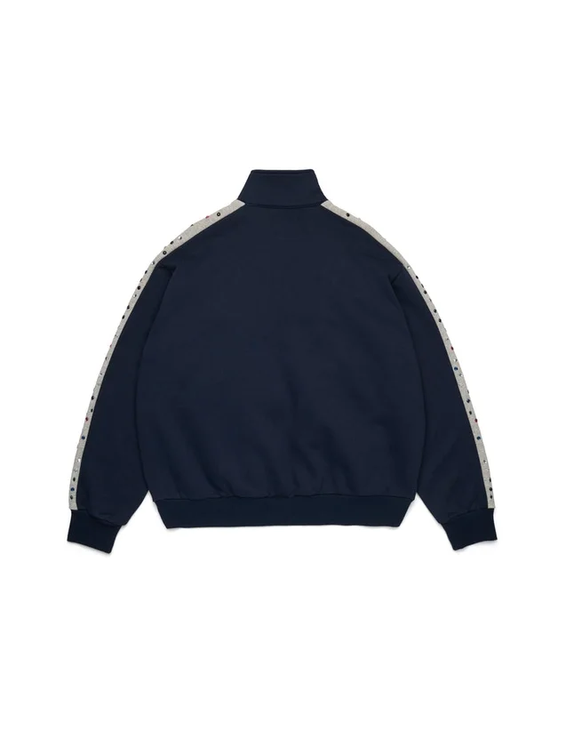 Denim U fleece-trainingsjack met strass-steentjes, marineblauw
