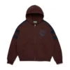 Denim U-hoodie met panelen en rits, bruin