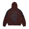 Denim U-hoodie met panelen en rits, bruin