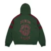 Denim U-hoodie met panelen en rits, groen