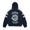 Denim U-hoodie met panelen en rits, marineblauw