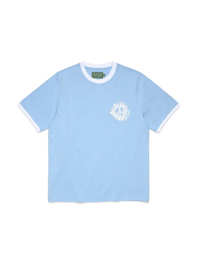Denim U Ringer T-shirt lichtblauw