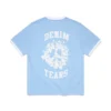 Denim U Ringer T-shirt lichtblauw