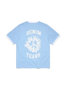 Denim U Ringer T-shirt lichtblauw