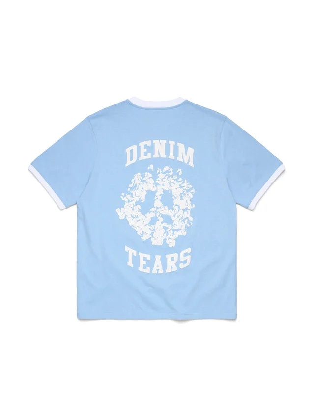 Denim U Ringer T-shirt lichtblauw