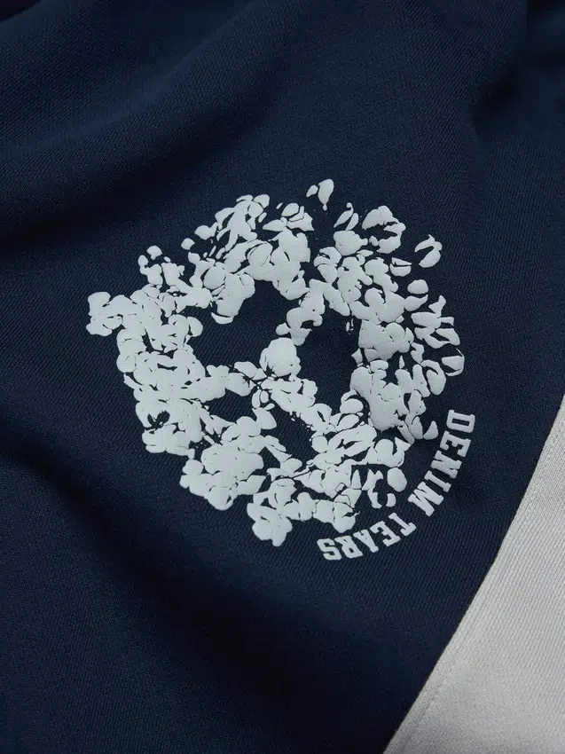Denim U-sweatbroek met panelen marineblauw