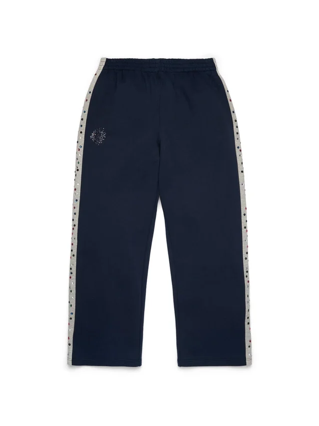 Denim U-sweatpants met strass, marineblauw