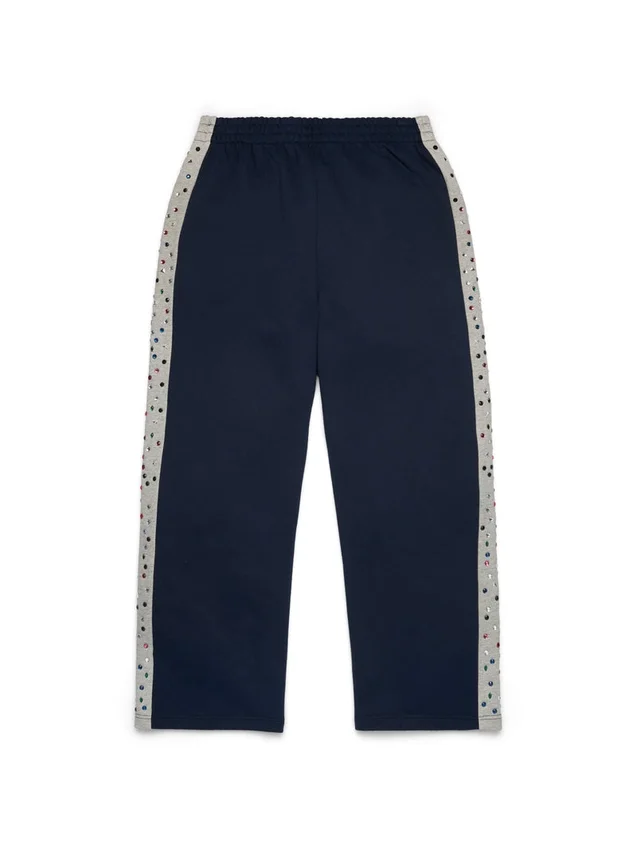 Denim U-sweatpants met strass, marineblauw