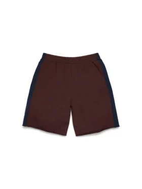 Denim U-sweatshort met panelen bruin