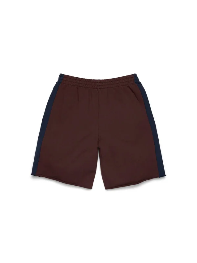 Denim U-sweatshort met panelen bruin