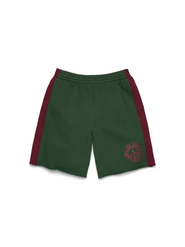 Denim U-sweatshort met panelen, groen