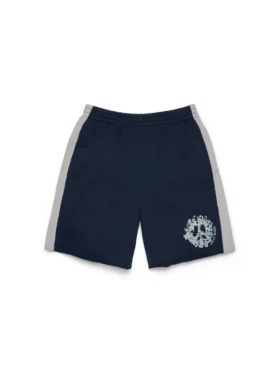 Denim U Sweatshort met panelen marineblauw