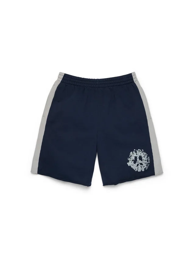 Denim U Sweatshort met panelen marineblauw