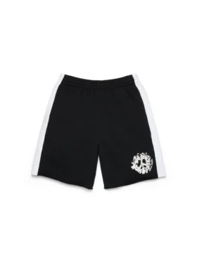 Denim U-sweatshort met panelen, zwart