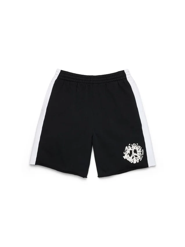 Denim U-sweatshort met panelen, zwart