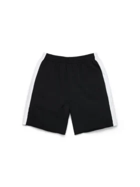 Denim U-sweatshort met panelen, zwart
