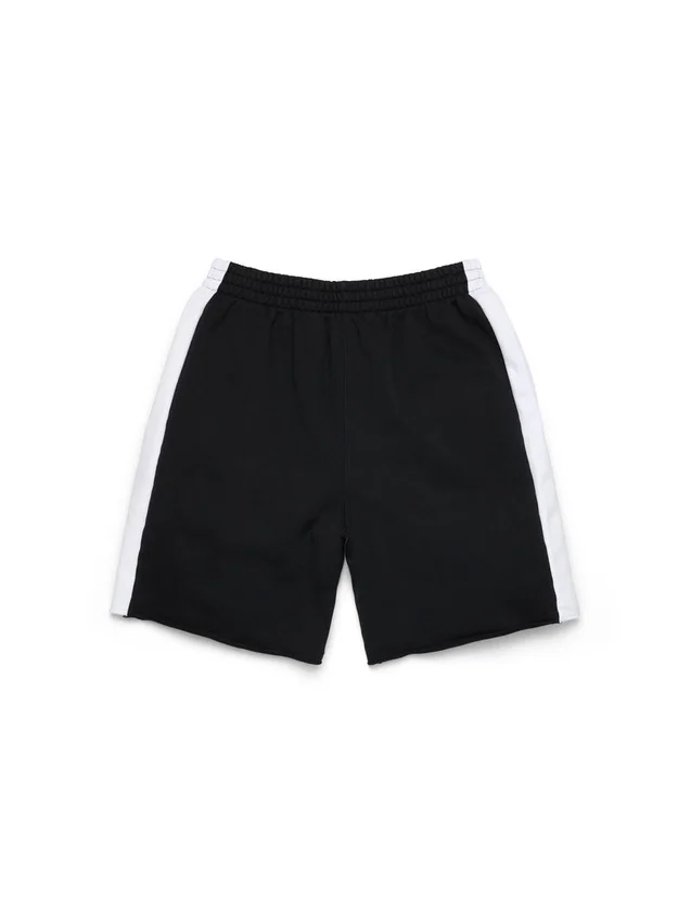 Denim U-sweatshort met panelen, zwart