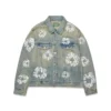 Denimjas met Cotton Wreath met studs, ‘Dirty Wash’