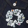 Denimjas met studs en Cotton Wreath-motief, selvedge