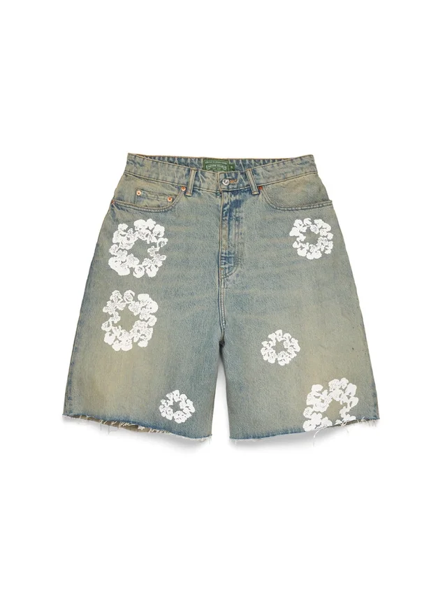 Dirty Wash Cotton Wreath Denimshort