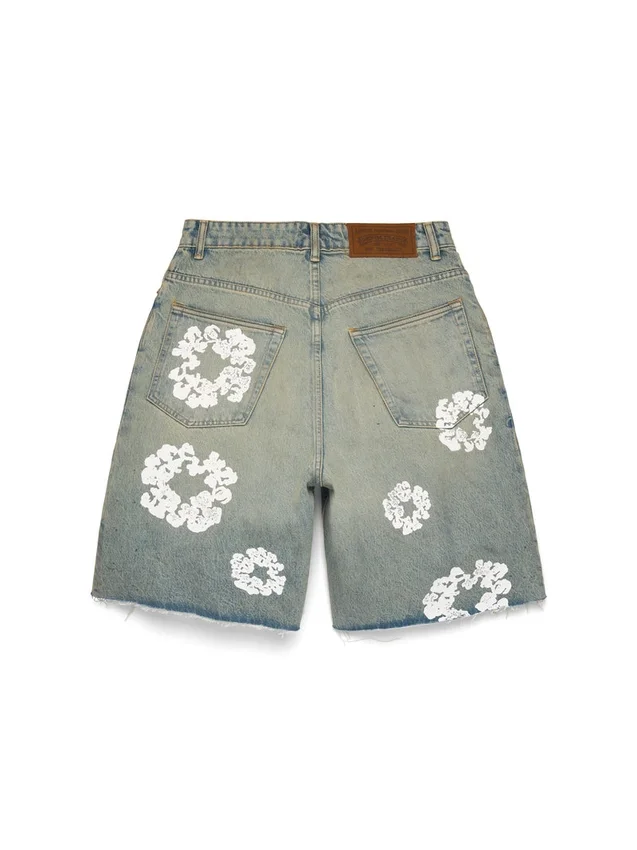 Dirty Wash Cotton Wreath Denimshort
