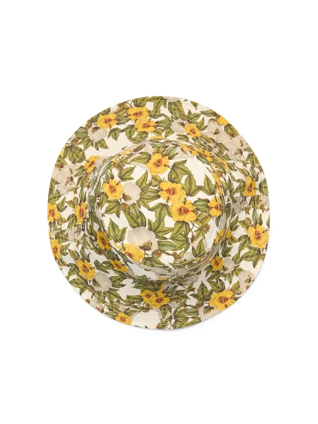 DT canvas buckethoed met bloemenprint, multi
